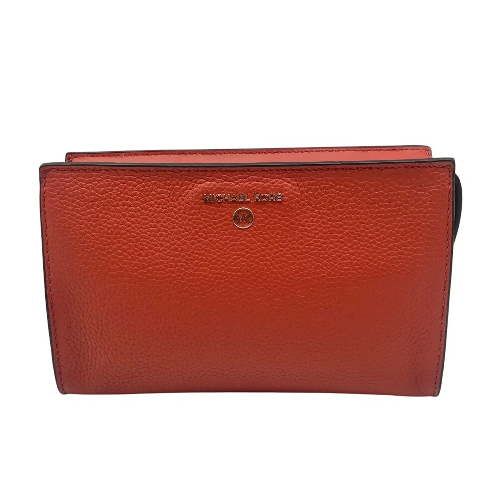 Michael Kors Burnt Orange Pebbled Leather Medium Valerie Crossbody Bag